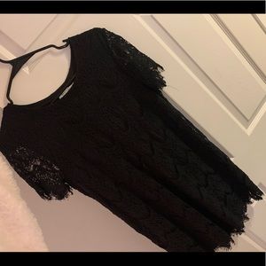 Black lace mini dress